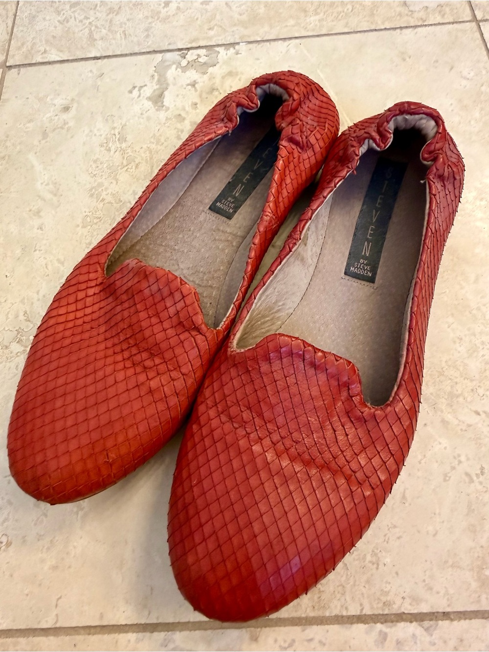 Steve Madden Red Woven Slip-On Flats